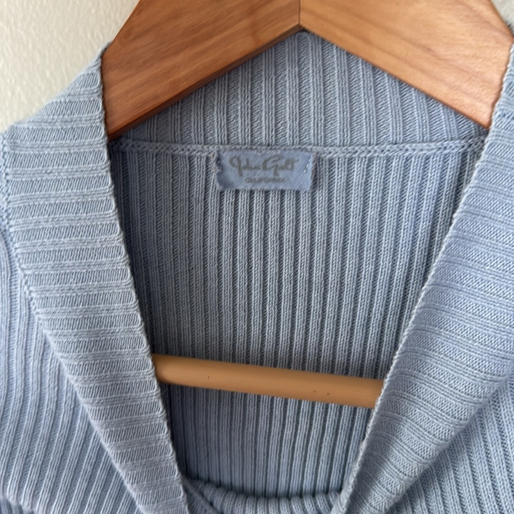 Brandy Melville Light Blue Ribbed Long Sleeve Top - Picture 3 of 4